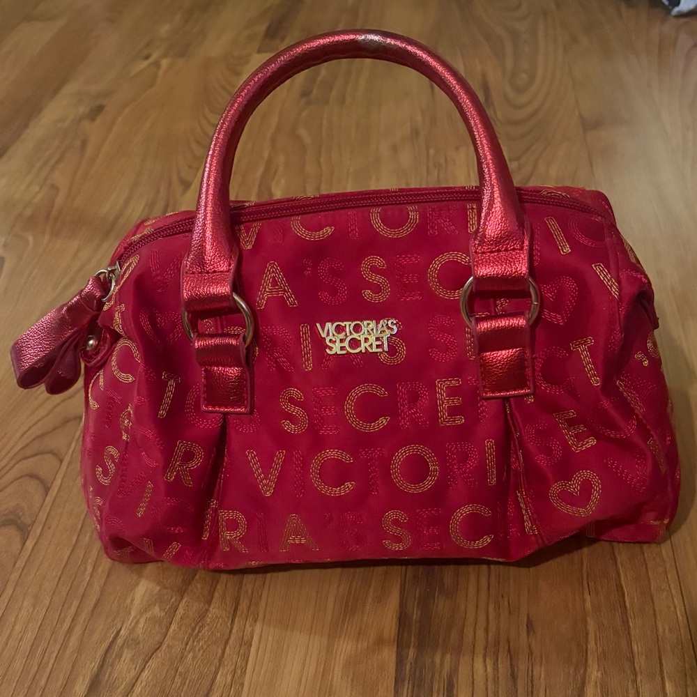 Victoria's Secret Red and Gold Cosmetic Bag